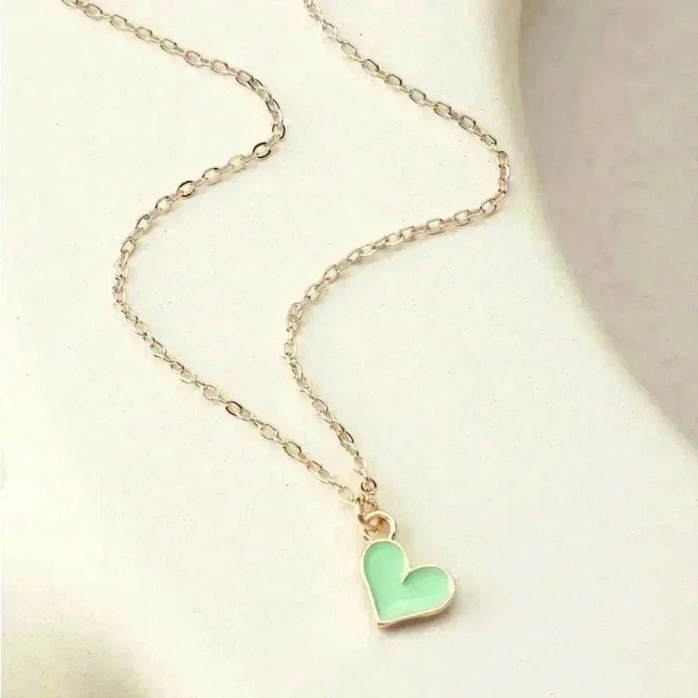 ⚠️Clearance Green Heart Pendant Yellow Gold Necklace